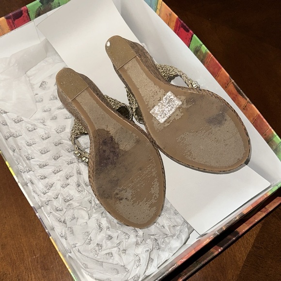 gold woven rhinestone wedges - Picture 3 of 6